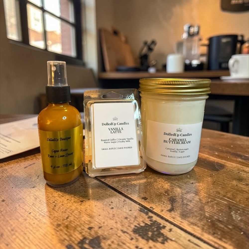 Coffeehouse Sanctuary Set | 16oz Mason Jar Candle + Wax Melts + Room Spray